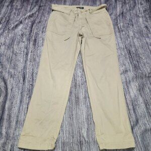 Lee Regular‎ Fit Slim Ankle Mid Rise Belted Women's Khaki Casual Pants Size 6